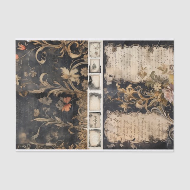 Mixed Media Artist Junk Journal Dark Gothic Tissue Paper (Front)