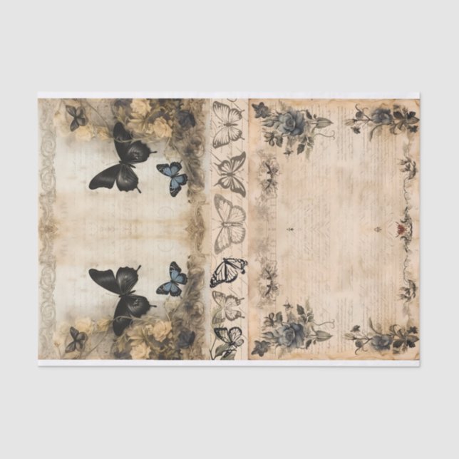 Mixed Media Artist Junk Journal Dark Gothic Tissue Paper (Front)