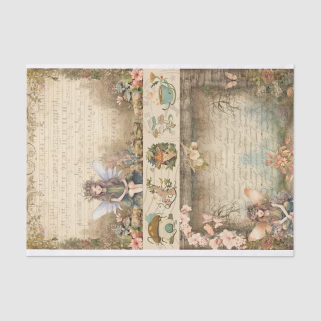 Mixed Media Artist Junk Journal Fairy Collage Tissue Paper (Front)