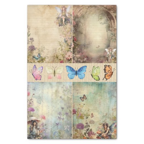 Mixed Media Artist Junk Journal Fairy Collage Tissue Paper