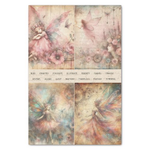 Mixed Media Artist Magical Fairy Art Junk Journal  Tissue Paper