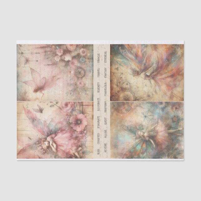 Mixed Media Artist Magical Fairy Art Junk Journal  Tissue Paper (Front)