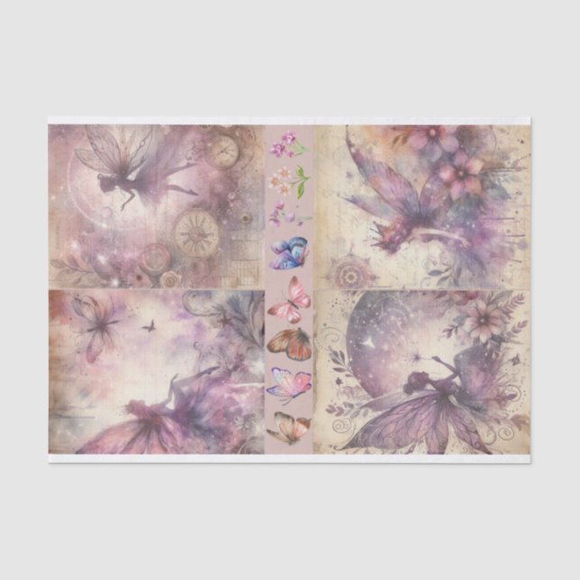 Mixed Media Artist Purple Fairy Art Junk Journal  Tissue Paper (Front)