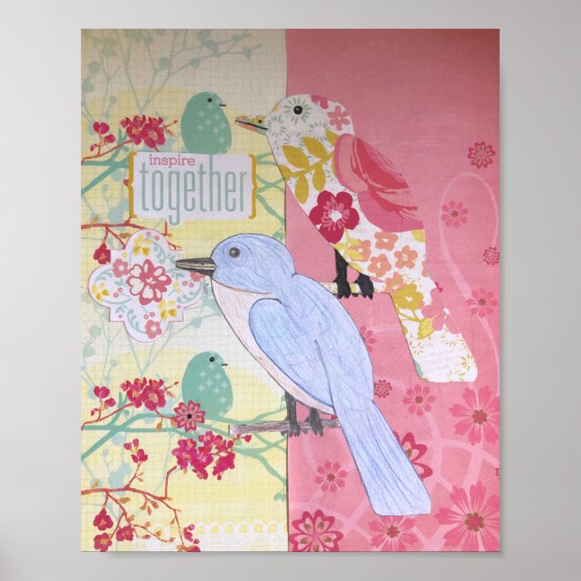 Mixed Media Bird Art Poster (Front)