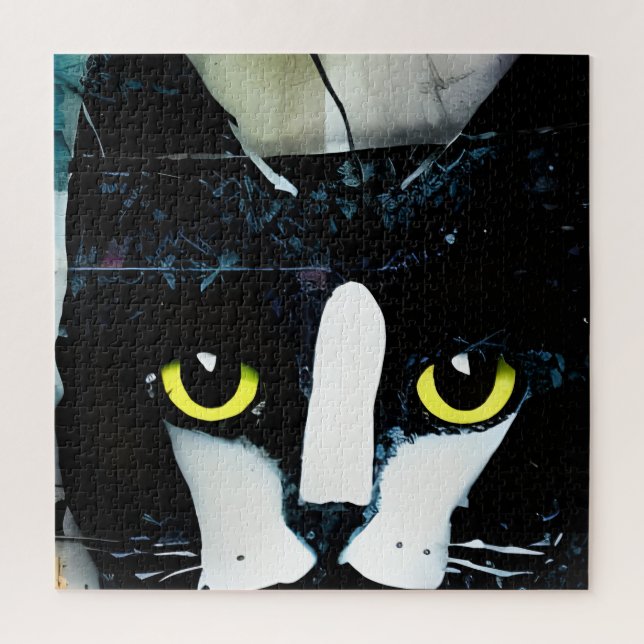 Mixed Media Black Cat Jigsaw Puzzle (Vertical)
