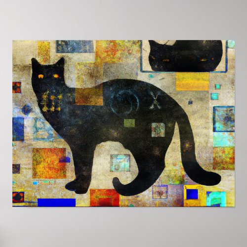 Mixed Media Black Cat Poster