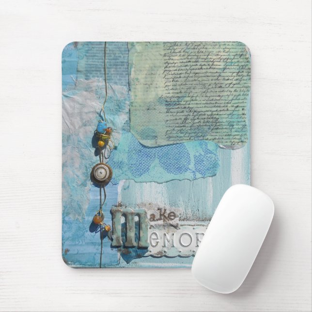 Mixed Media Blue Memories Art Mouse Pad (With Mouse)