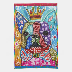 Mixed Media Boston Terrier Dog Kitchen Towel