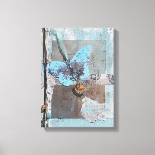 Mixed Media Butterfly Heart Dream Art Canvas Print