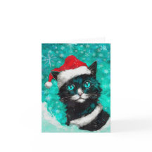 Mixed Media Cat Print Christmas Card AP406B4