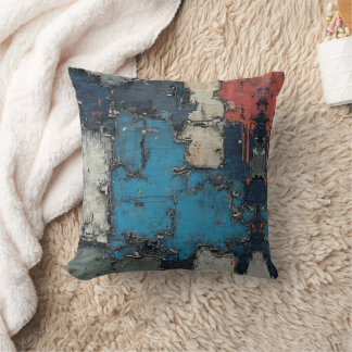 Mixed Media Collage Paint Drip Throw Pillow