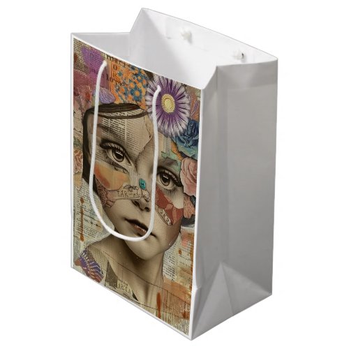 Mixed Media Collage Portrait Art (10) Medium Gift Bag