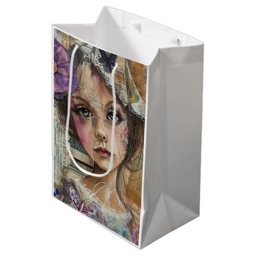 Mixed Media Collage Portrait Art (1) Medium Gift Bag