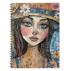 Mixed Media Collage Portrait Art (3) Notebook