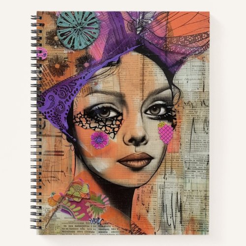 Mixed Media Collage Portrait Art (5) Notebook