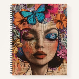 Mixed Media Collage Portrait Art (7) Notebook