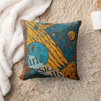Mixed Media Collage Throw Pillow