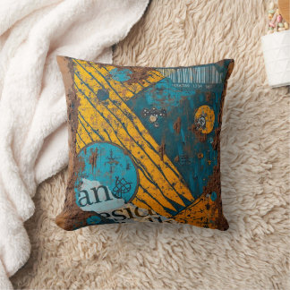Mixed Media Collage Throw Pillow