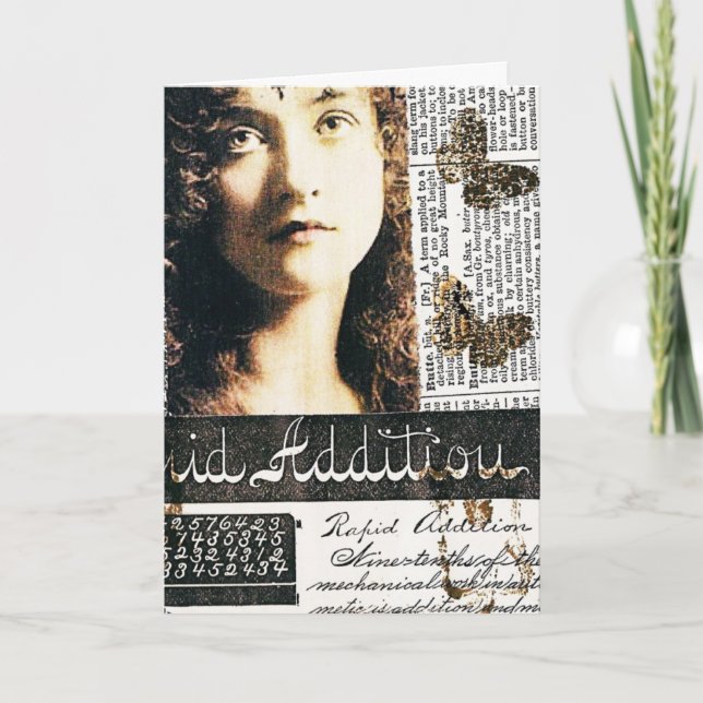 Mixed Media Collage With Pretty Lady Thank You Card (Front)