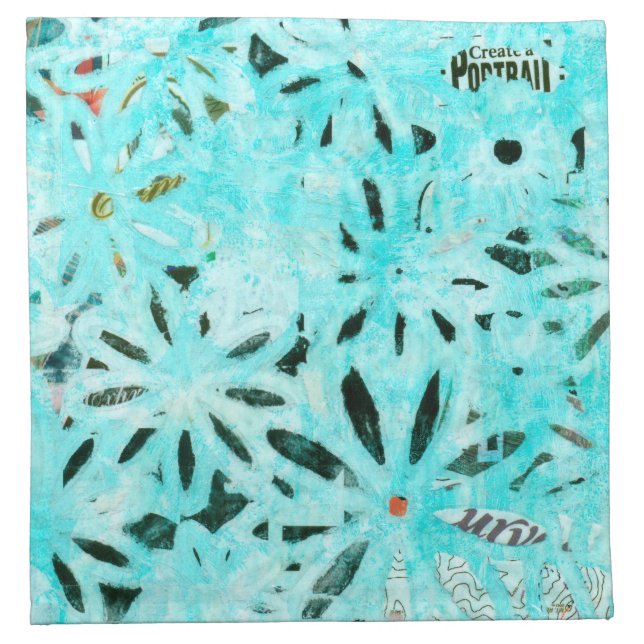 Mixed Media Daisy Art Cloth Napkin (Front)