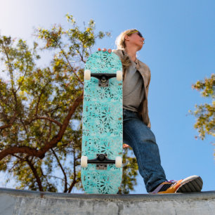 Mixed Media Daisy Art Skateboard