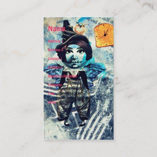 Mixed Media Doll in Shades of Blue Business Card