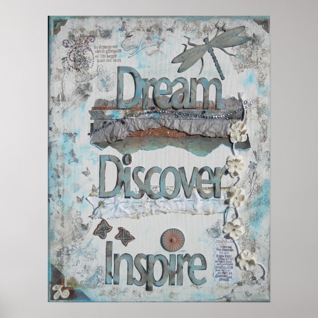 Mixed Media Dream Discover Inspire Art Print (Front)