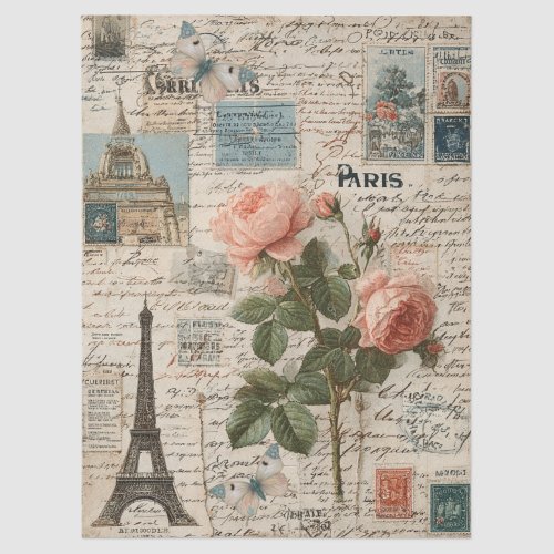Mixed Media Eiffel Tower, Florals & Butterflies Tissue Paper
