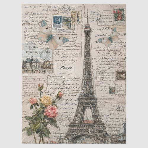 Mixed Media Eiffel Tower, Florals & Butterflies Tissue Paper