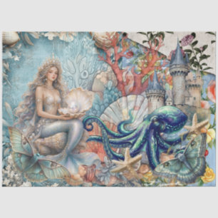 Mixed Media Fantasy Mermaid Decoupage Tissue Paper