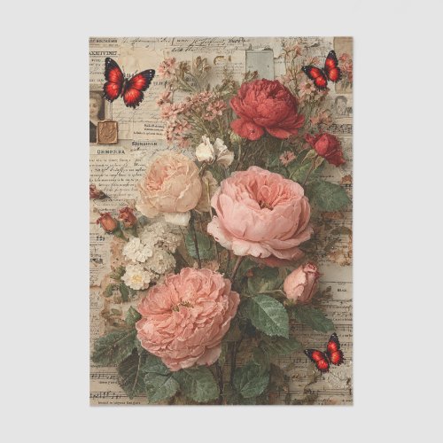 Mixed Media Florals & Butterflies Tissue Paper