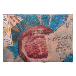 Mixed Media Flower Collage Cloth Placemat