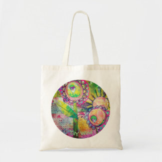 Mixed Media Flower Garden Collage Tote Bag