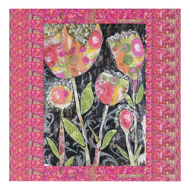 Mixed Media Flowers 2 Acrylic Print (Front)