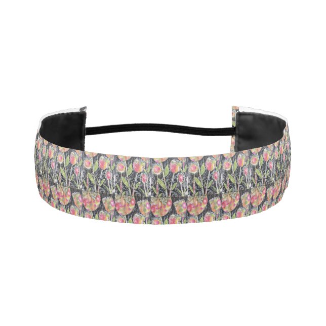 Mixed Media Flowers Abstract Athletic Headband (Front)