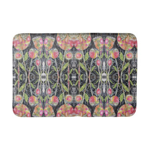 Mixed Media Flowers Abstract Bath Mat