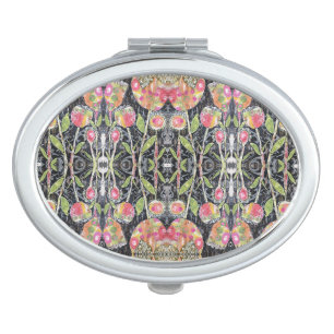 Mixed Media Flowers Abstract Compact Mirror
