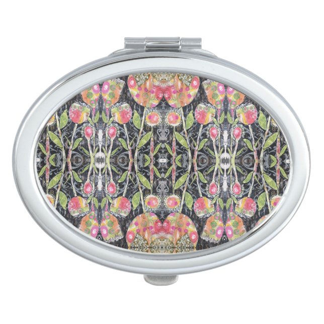 Mixed Media Flowers Abstract Compact Mirror (Front)