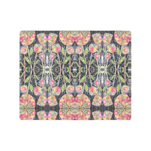 Mixed Media Flowers Abstract Metal Print