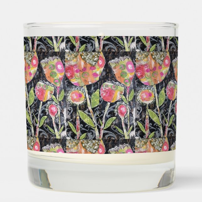 Mixed Media Flowers Abstract Scented Candle (Left)