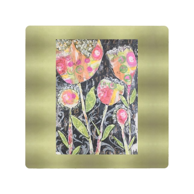 Mixed Media Flowers Metal Print (Front)