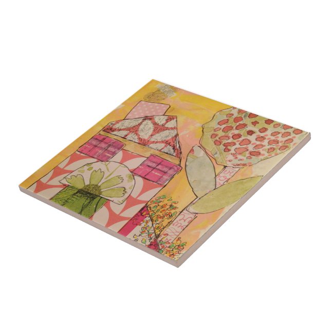 Mixed Media House Ceramic Tile (Side)
