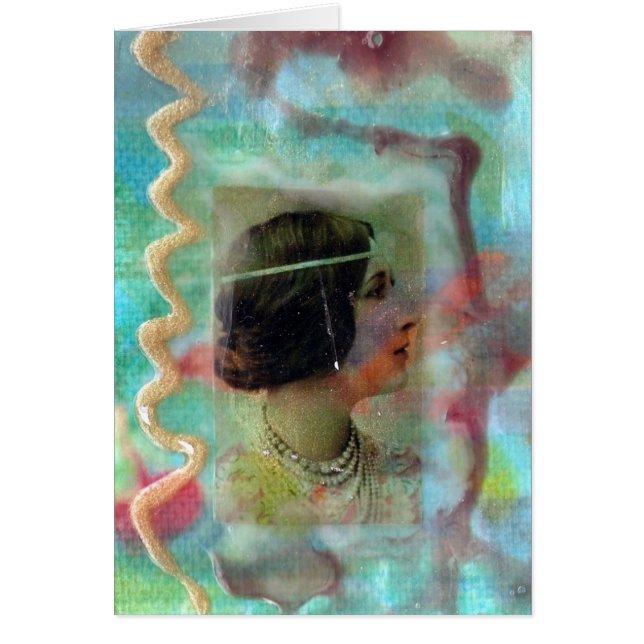 Mixed Media Lady Collage in Pastel Shades Cards (Front)