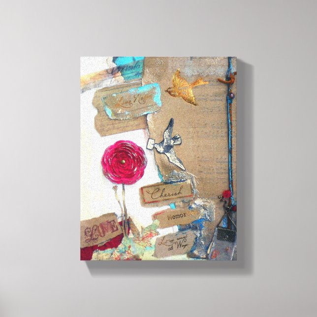 Mixed Media Love Notes Art Canvas Print (Front)