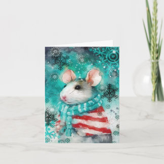 Mixed Media Mouse Print Christmas Card AP449B1