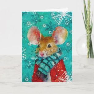 Mixed Media Mouse Print Christmas Card AP451B1
