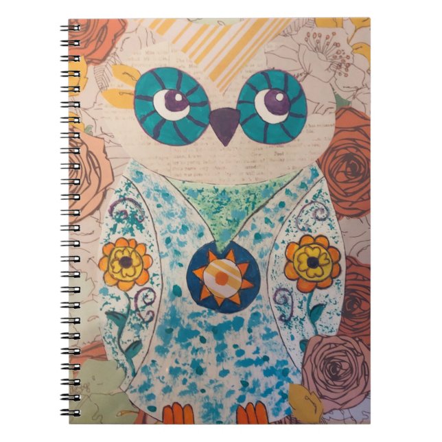 Mixed Media Owl Journal for the Owl Lover (Front)