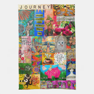 Mixed Media Pop Art Travel Collage Kitchen Towel