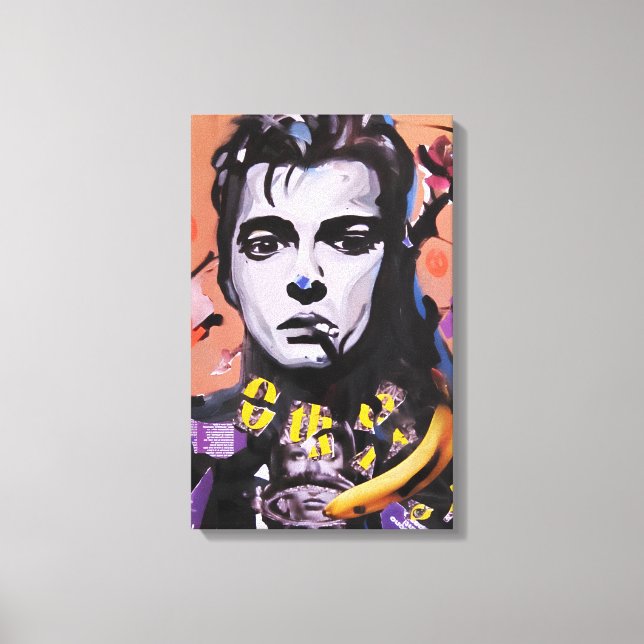 Mixed Media Portrait-Acrylic and Collage Canvas Print (Front)