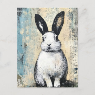 Mixed Media Rabbit Postcard